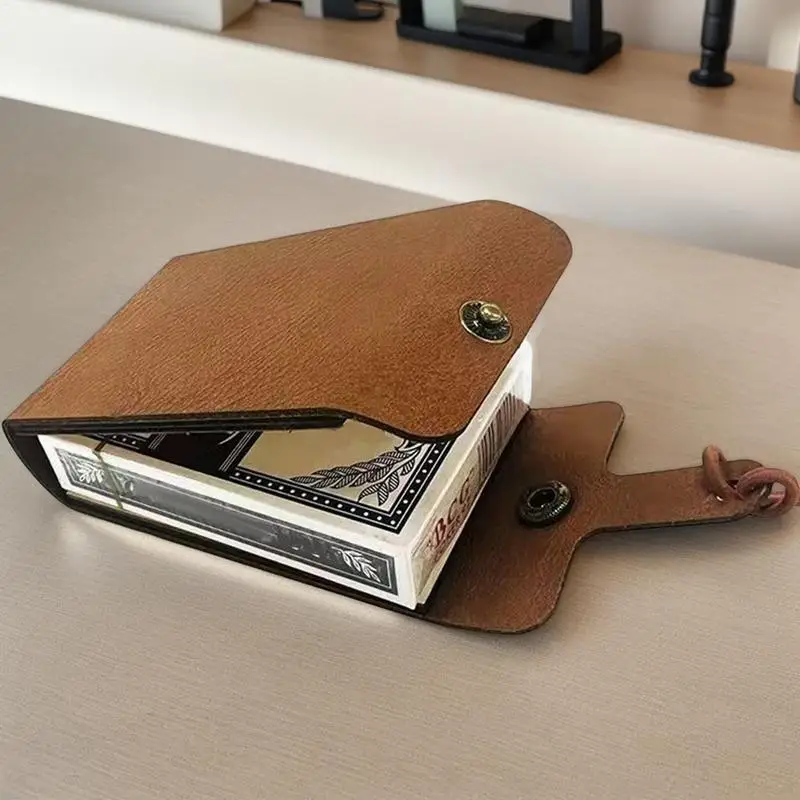 Folding Cribbage Board Game Set Fun Table Game with Wooden Board Faux Leather Case Classic Cribbage Game with Full Deck of Cards