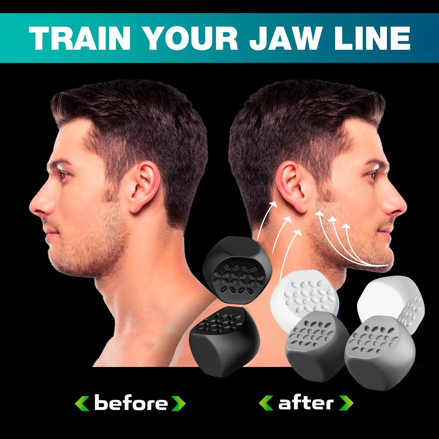 Jaw Exerciser for Men & Women Silicone Jawline Exerciser Shaper Slims & Tones Face Powerful Jawline Trainer (6 PCS) with Box