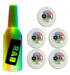 LED Luminous Coaster Set - Light-Up Drink Mats - Round (Multicolor 5pcs)