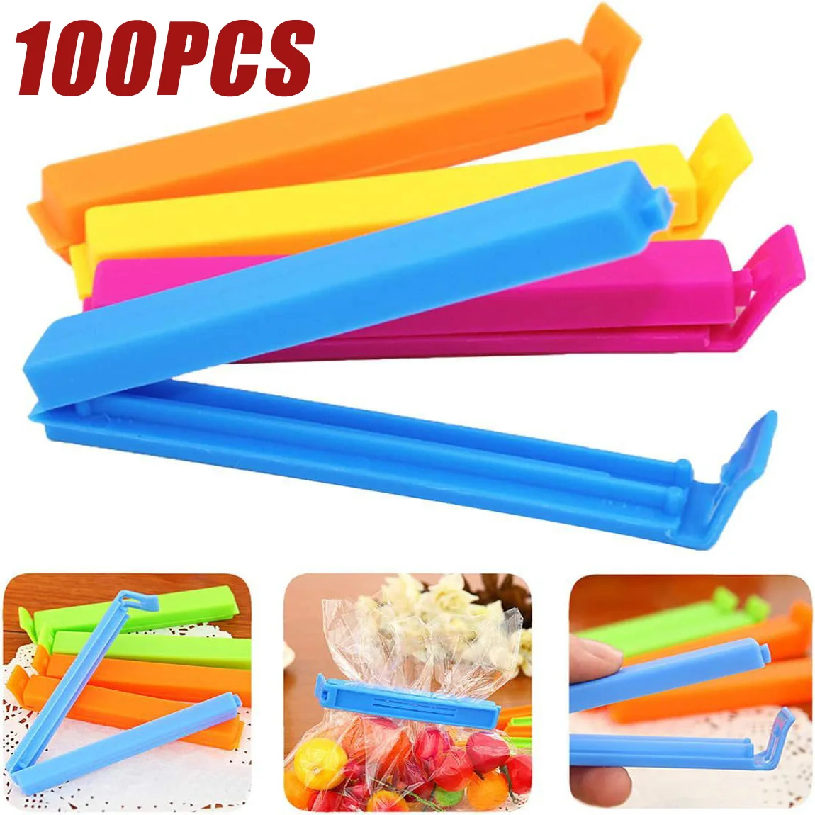 50/100PCS Portable Kitchen Storage Food Snack Seal Sealing Bag Clips Random Color Plastic Tool Kitchen Accessories Hot Sale 5pcs plastic bag sealing clip with stroage case snack fresh food storage bag seal clips kitchen tool cactus shape sealer clamp