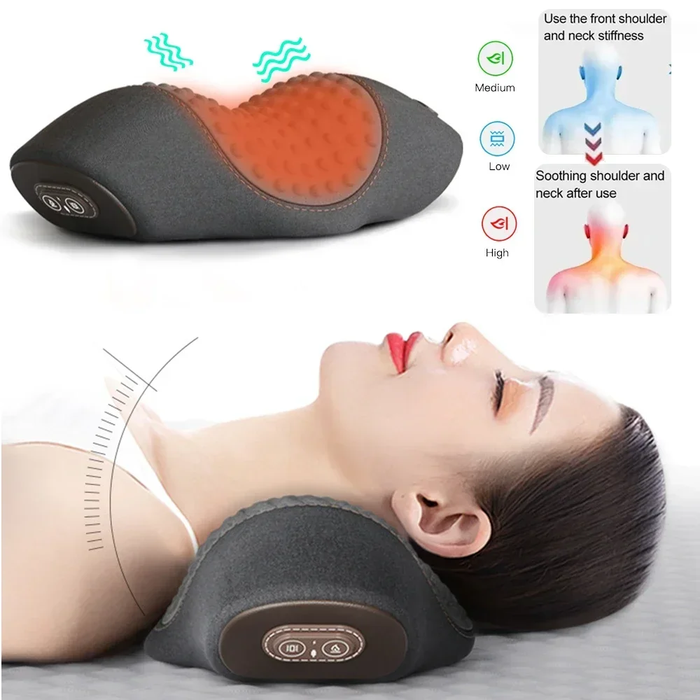 

Electric Neck Massager Cervical Pillow Heating Vibration Massage Back Traction Relax Sleeping Memory Foam Pillow Spine Support