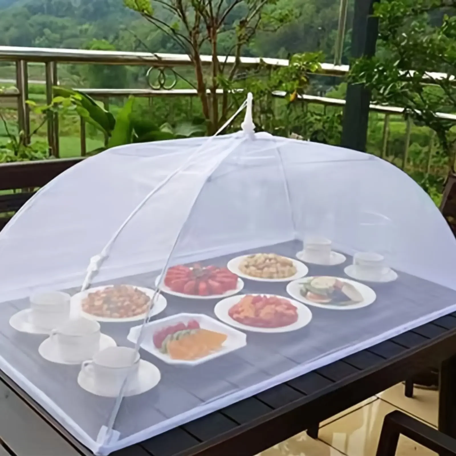 Large Food cover tent pop-up white mesh food cover tent-foldable and washable suitable for outdoor picnics barbecues and parties
