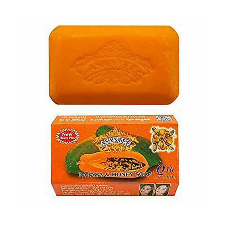 Whitening Handmade Soap 2 Pack Thailand ASANTEE Papaya Honey Herb Soap Whitening Handmade Soap Lightening Skin Moisturizing Cleansing Anti-aging