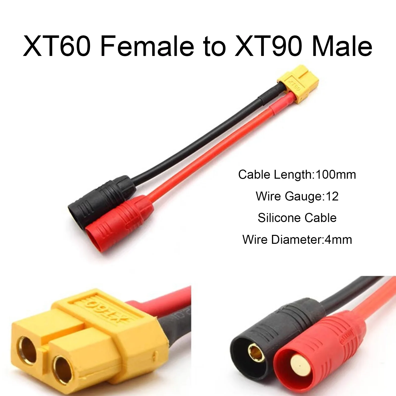 Câble adaptateur de batterie RC XT60 XT30 EC5, connecteur T-Plug JST, fil en Silicone, Extension 12/14/18/20awg pour pièces de Drone et voiture FPV – Image 6