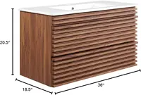 Render 36" Wall-Mount Bathroom Vanity in Walnut White 2
