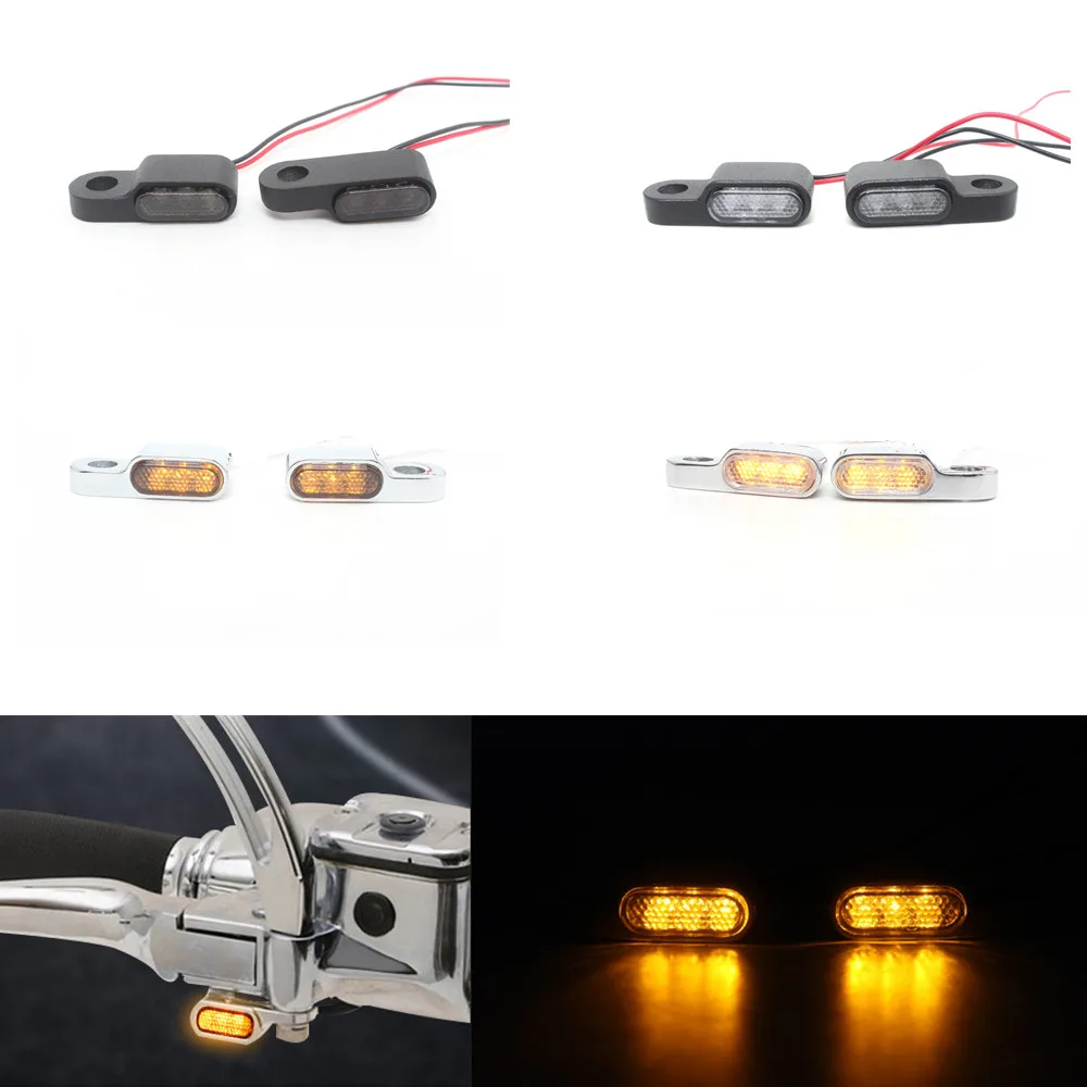 

Motorcycle 2PCS Indicators Mini LED Turn Signal Light Flasher Amber Signal Lamp Blinker 12V E Mark Day Running Lights 8mm Thread