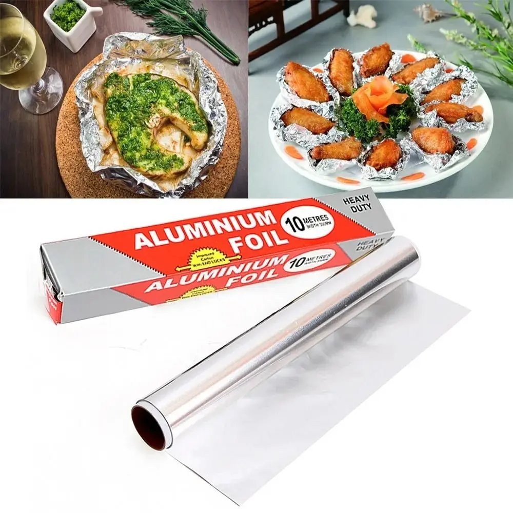 Disposable tin foil 5M/10M/20M aluminium catering tin foil disposable BBQ accessories baking wrap thickened heat safe