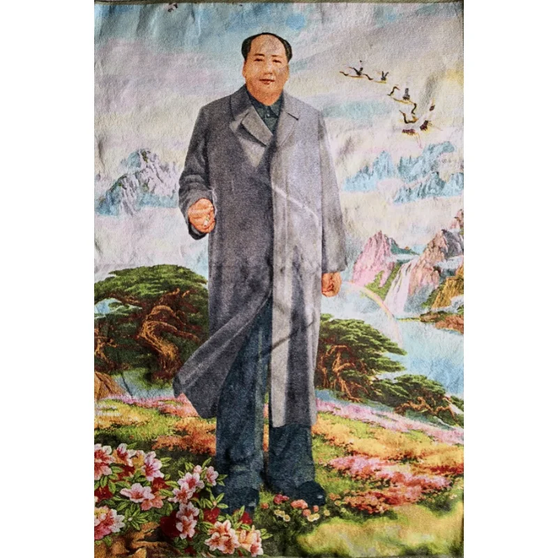 

36" China Embroidered Cloth Silk Great Leader Hairman Mao Zedong Painting Mural Meditation Wall Hanging Home Decor Wrcx163