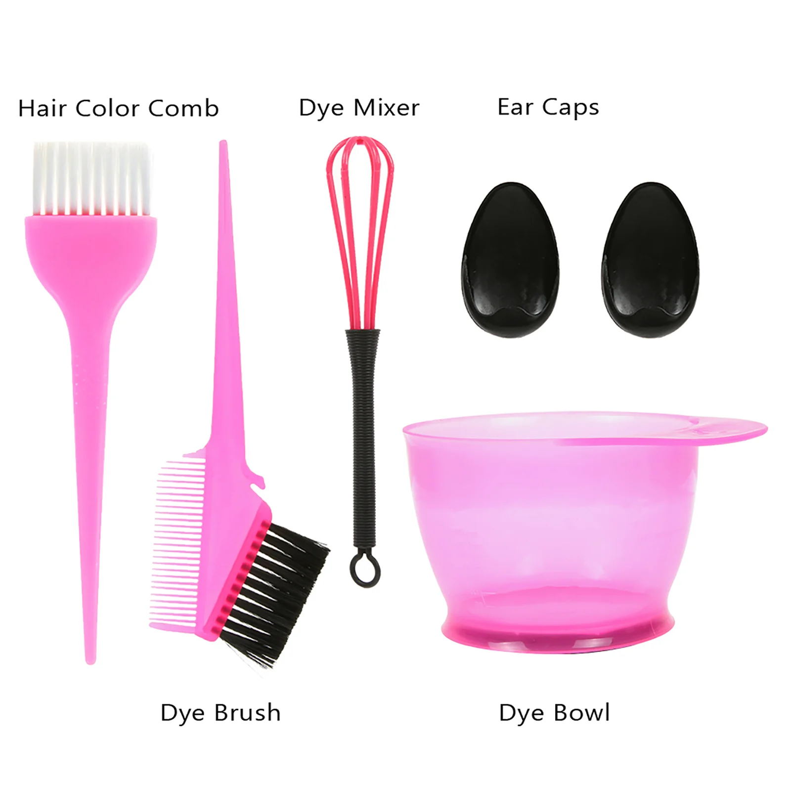 5PCS Hair Dye Brush and Bowl Set Ear Caps Dye Mixer Hair Tint Dying Coloring Applicator Dye Tool Hairdressing Styling Accessorie