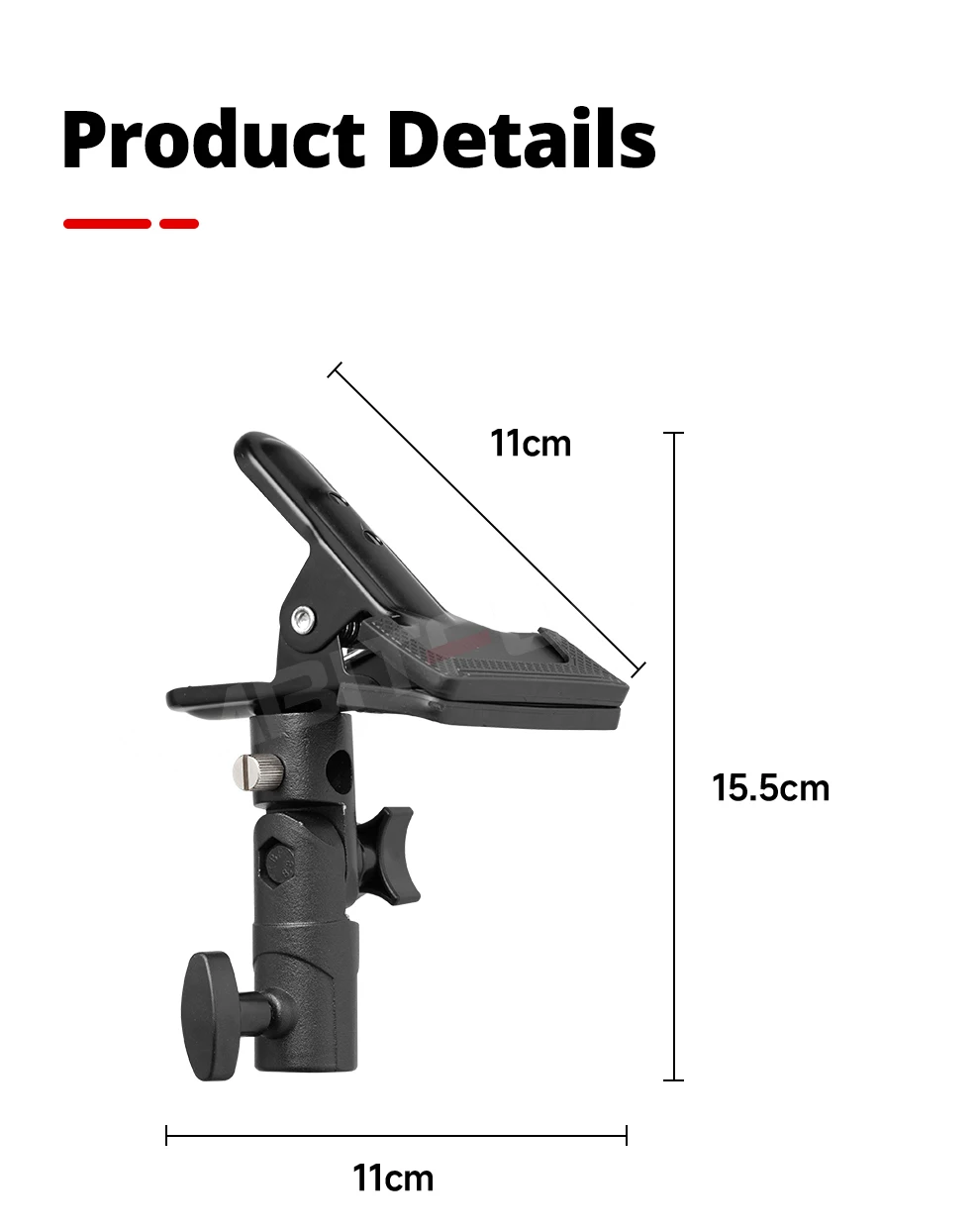 Reflector Clamp Clip Holder Light Stand Attachment 1/4" to 3/8" Screw Mount Swiv