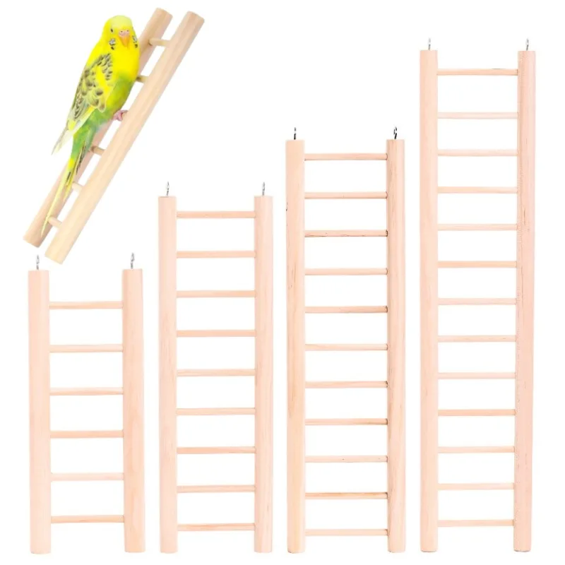 Birdie Basics 13-Step Wood Ladder Bird Toys Ladder Hanging Bird Parrot Step Ladders Cage Hanging Climbing Toys