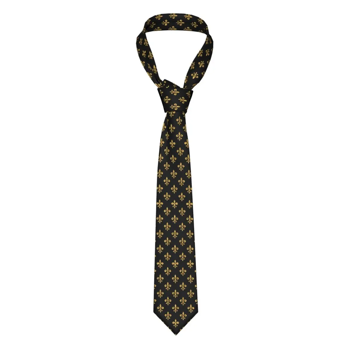 

Tie For Men Formal Skinny Neckties Classic Men's Golden Fleur De Lis Wedding Tie Gentleman Narrow