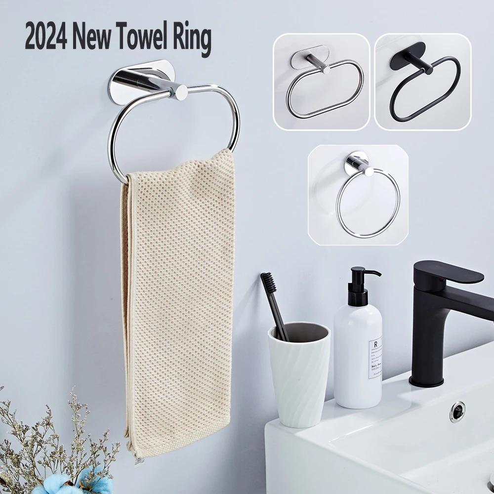 BATHROOM TOWEL RING BATHROOM TOWEL HOLDER BATHROOM SELF ADHESIVE TOWEL RINGS STAINLESS STEEL ROUND TOWEL HOLDERS WALL MOUNTED HAND RAILS