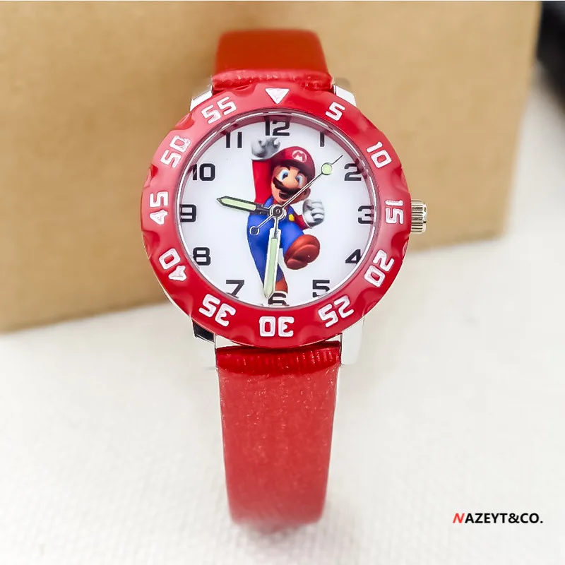 Супер Марио детские часы световой указатель игра фигура электронный QuartzWatch дети