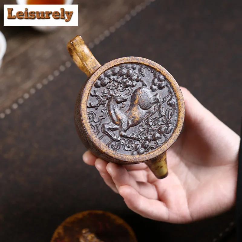 200ml Yixing Purple Clay Teapots Handmade Large Caliber Pot Raw Ore Wood-fired Porcelain Mud Kettle With Strainer Zisha Tea Set