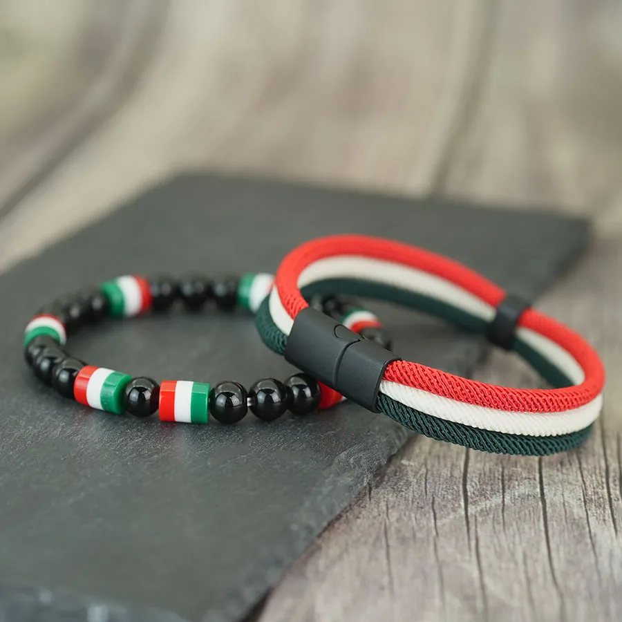 Obsidian Strand National Flag Color Bracelet for Men