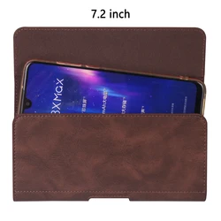 Herizonal Leather Belt Case with Wallet and Card Slots for Smartphones (6.1 - 7.2) (7.2 BROWN)