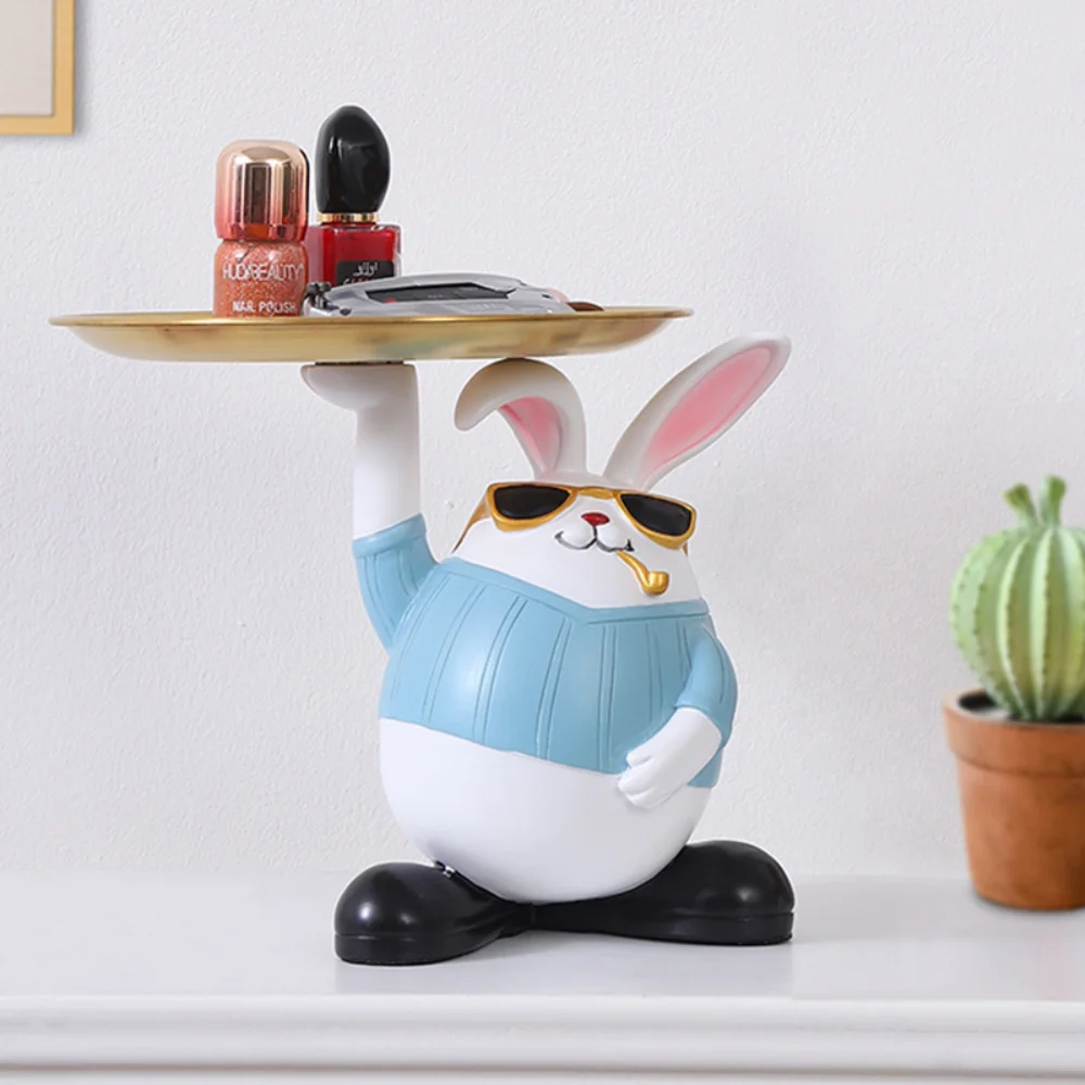

Rabbit Statue Home Decor Butler Statue Design Tray for Key Holder Animal Ornaments Decor office decoration Resin art Sculpture