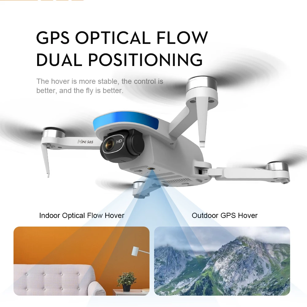 EBOYU S6S MINI GPS RC Drone Brushles Motor 5G WIFI FPV Drone 4K HD Cam 25mins Flight Time Foldable RC Drone Quadcopter Toy RTF 4
