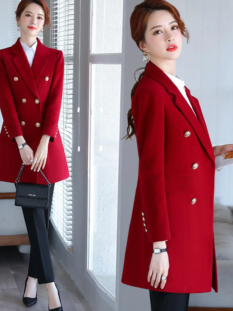 Women's Winter jacket Fashion Casual Long Coat Ladies Office Wear Winter Elegant Female Blazer Oversize