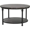 Round Coffee Table for Living Room Rustic Center Table with Storage Shelf Wood Circle Coffee Table , Easy Assembly 5