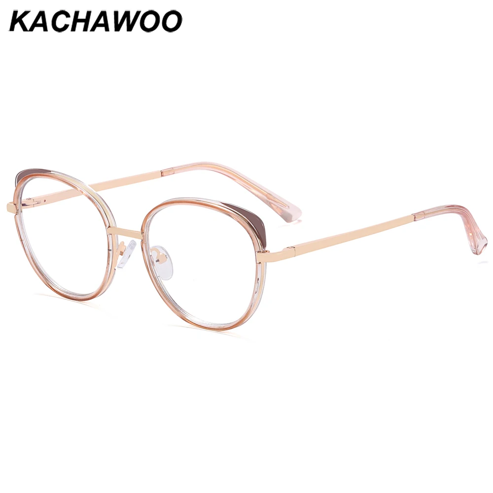 

Kachawoo women cat eye glasses anti blue light tr90 optical glasses frame metal female stylish accessories brown blue black