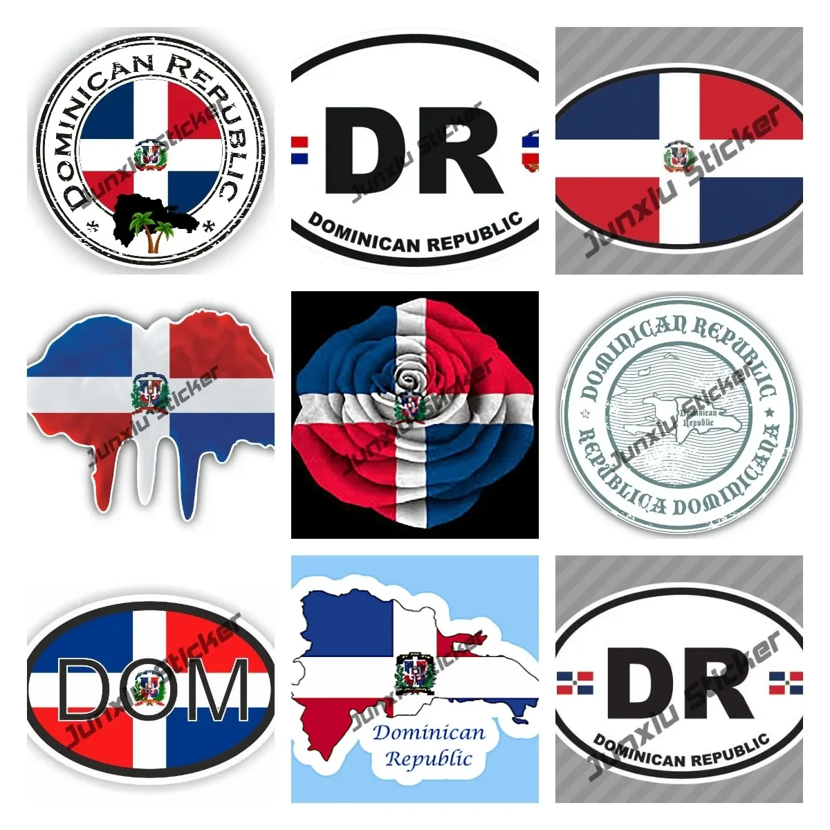Dominican Republic Sticker Self Adhesive Vinyl Decal Dominican Republic Country Code Euro DR Travel City Shield Car Accessories