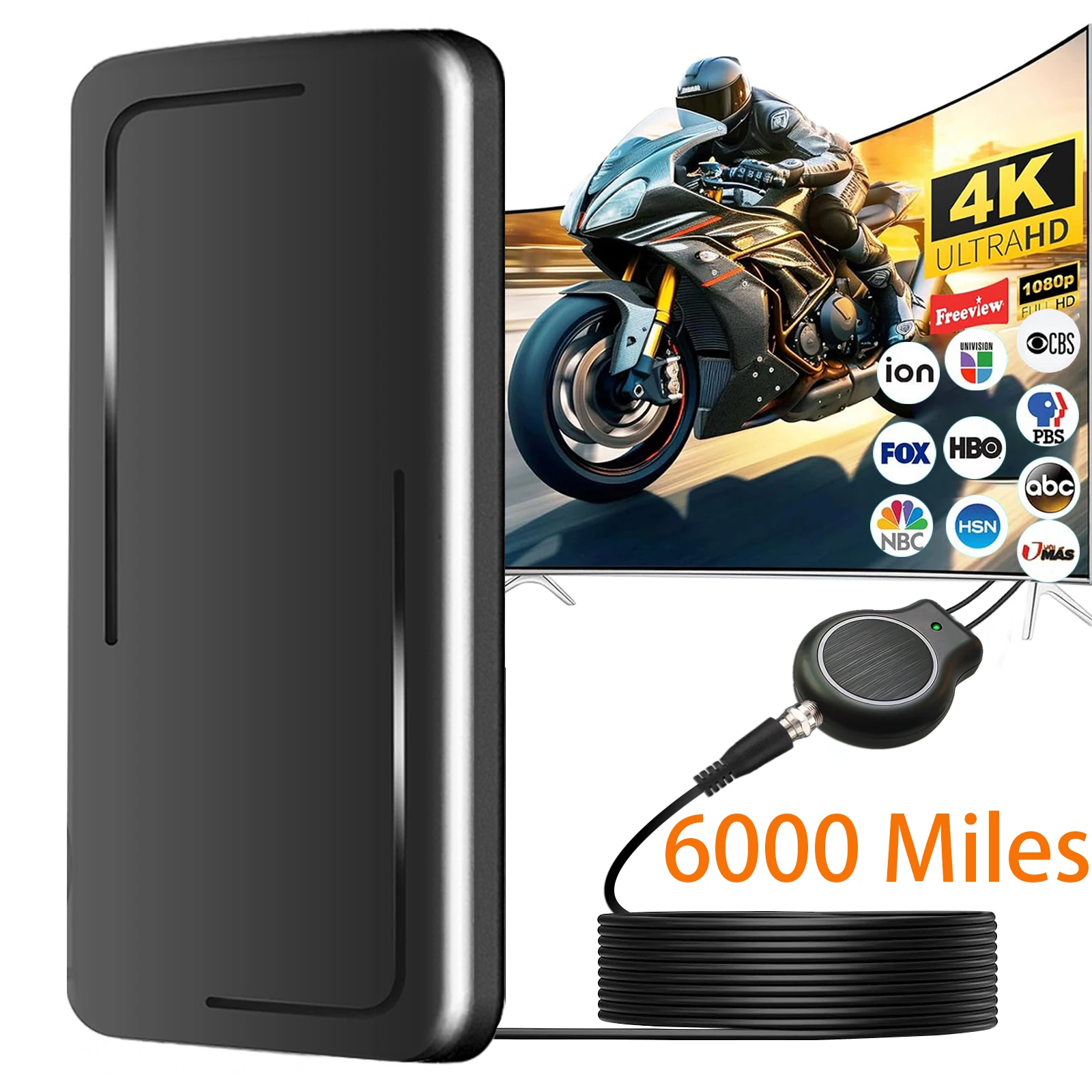 글로벌 디지털 TV용 TV 안테나, 8K, 4K, 30DB, 고이득 부스터, RV 실외 차량용 안테나, 실내 TV 무료 채널, HD