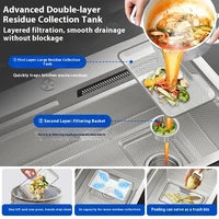 อ่างล้างจานสแตนเลส 304 แบบน้ำตก อเนกประสงค์ สีเงิน ทนรอยขีดข่วนและการสึกหรอ ขนาดใหญ่ แบบช่องเดียว ติดตั้งใต้เคาน์เตอร์ 3