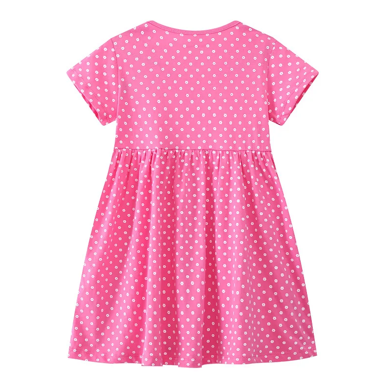 Jumping Meters Hot Baby Girls Dresses Summer Cotton Animal Applique Hot Selling Princess Toddler Kids Clothes Dress