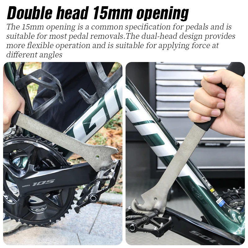 Chiave Per Pedali In Acciaio Con Manico Lungo, Strumento Di Riparazione Professionale Per Manutenzione Della Bici 94415467