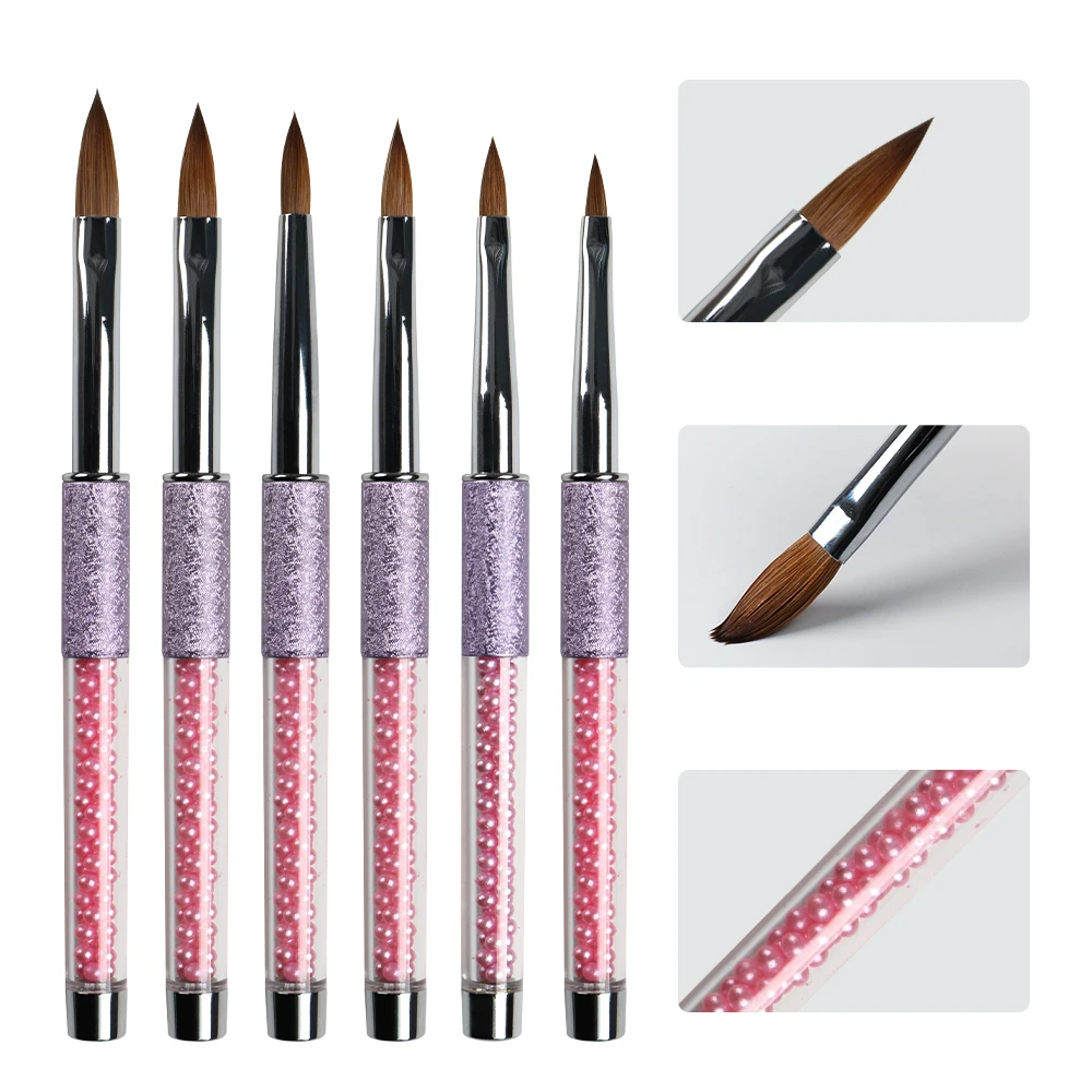 BQAN 2#4#6#8#12# Purple Pearl Nail Brush Acrylic Nail Kolinsky Brush Kolinsky Acrylic Brush For Nails Acrylic Liquid Powder 4