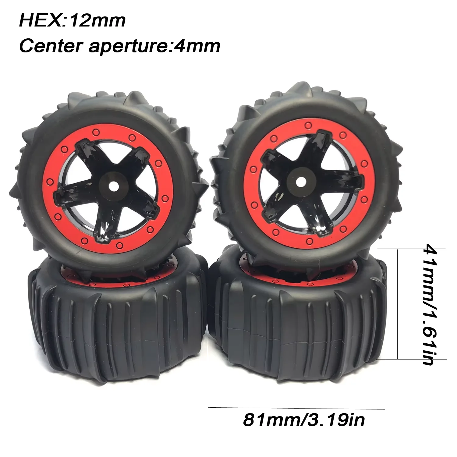 4 Teile/los 12mm Hex Monster Truck Rad Reifen für SCY 16101 Pro 16102 Pro 1:16 14210 1:14 MJX Off Road Reifen RC Auto Upgrade Teile – Detail 19