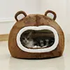 Funny Cat Bed Warm Pet House Soft Long Plush Kitten Lounger Cushion Small Dogs Tent Cave Beds For Cozy Cat House Mat Supplies 4