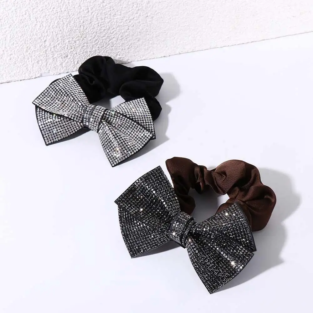 

Band For Girls Rhinestone Hair Tie New Year Gift Korean Style Hair Rope Ponytail Holder Bow Knot Scrunchies Women Hair Ring