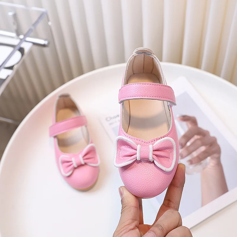 Simple Girl Princess Shoes Sweet Bowknot Kids Leather Shoes New Spring Autumn Elegant Children's Flats Performance Versatile