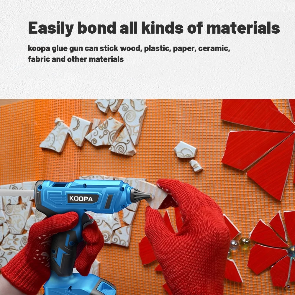 Koopa Fast Preheating Cordless Rechargeable Hot Glue Gun with 10Pcs Premium Glue Stick for 18V Makita Battery, for Art, Wood 5