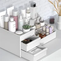 1PC White New Drawer Makeup Storage Box Dormitory Finishing Plastic Shelf Cosmetics Skin Care Dressing Table Desktop ﻿ 1