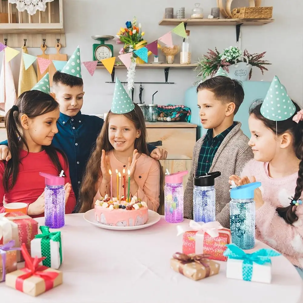 NEW 300ml Capacity Snow Globe Tumbler Break-Resistant Reusable Mason Jar Cups Pre-Drilled Double Layers Plastic Tumbler Children