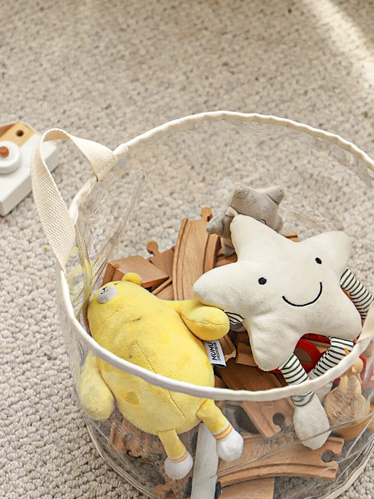 Storage Basket Children's Toy Transparent Storage Bucket Large Capacity Household Portable Folding Book Storage Box