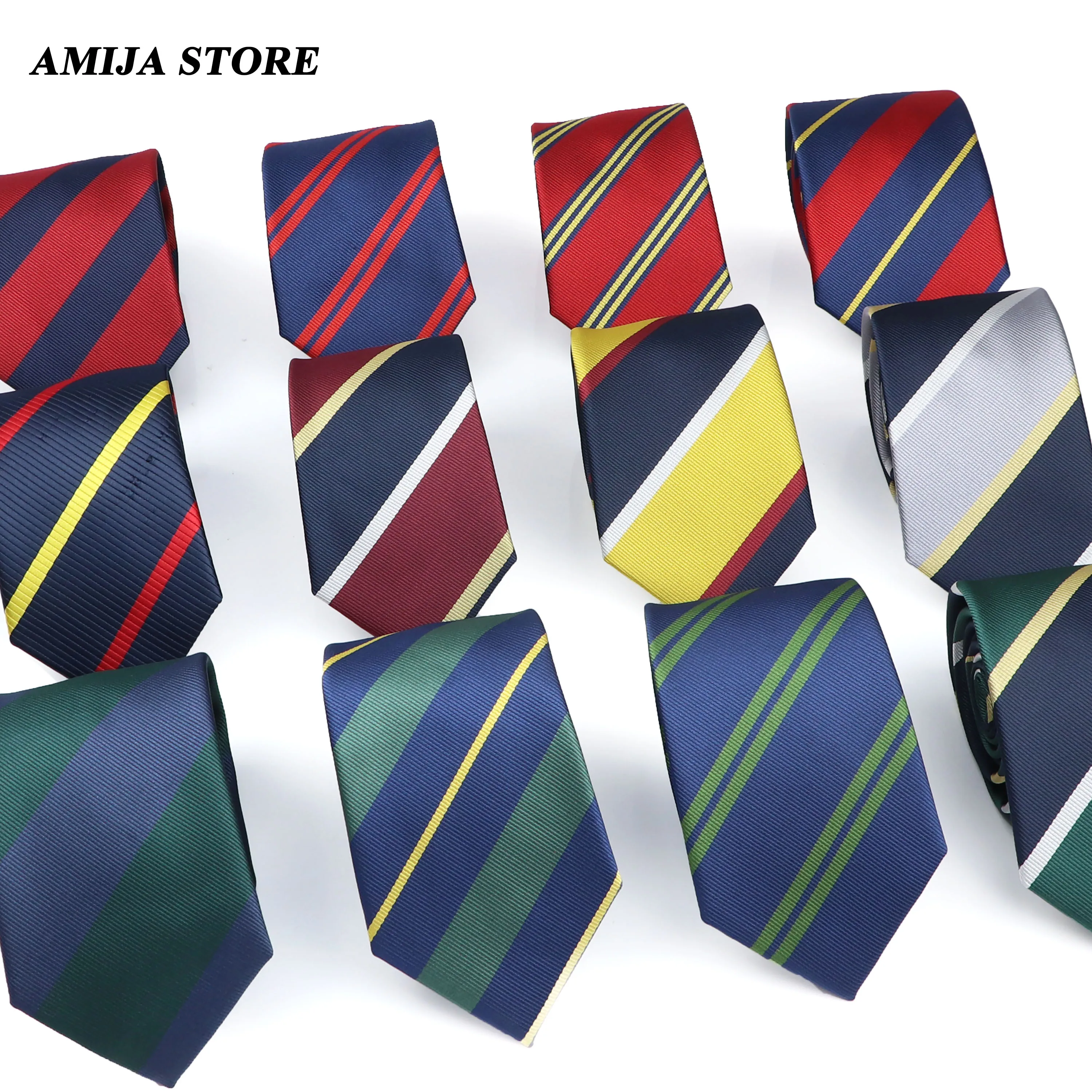 Men's Tie Red Blue Yellow Striped Plaid Jacquard Necktie Daily Wear Accessories Cravat Wedding Party Gift neck ties