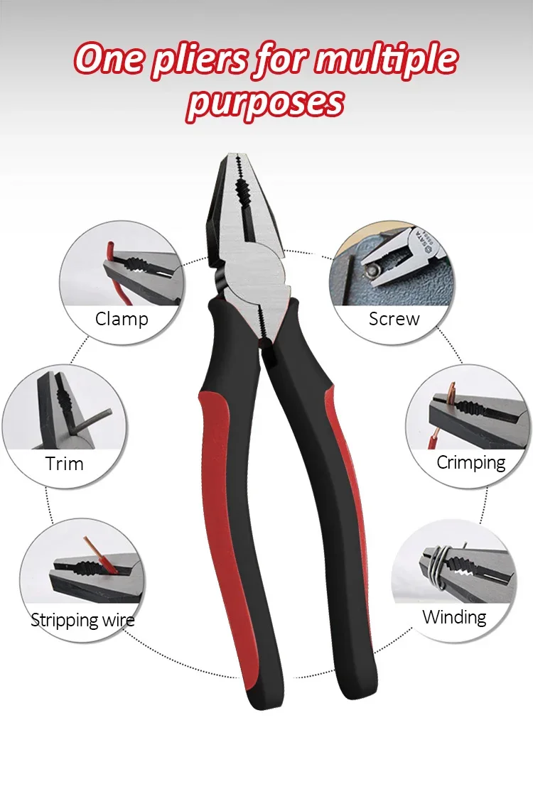Steel Wire Pliers - 6 Inch Chrome Vanadium Metal Cutting Pliers | Multifunctional Tool