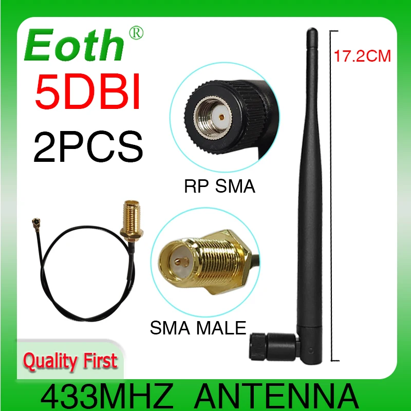 Antenna Lora 433 Mhz Antenna Connettore Rp-Sma 2P5Dbi Antenna 433 Mhz Antenne Per Lora Lorux 433 M 21Cm Sma Maschio Cavo A Spirale