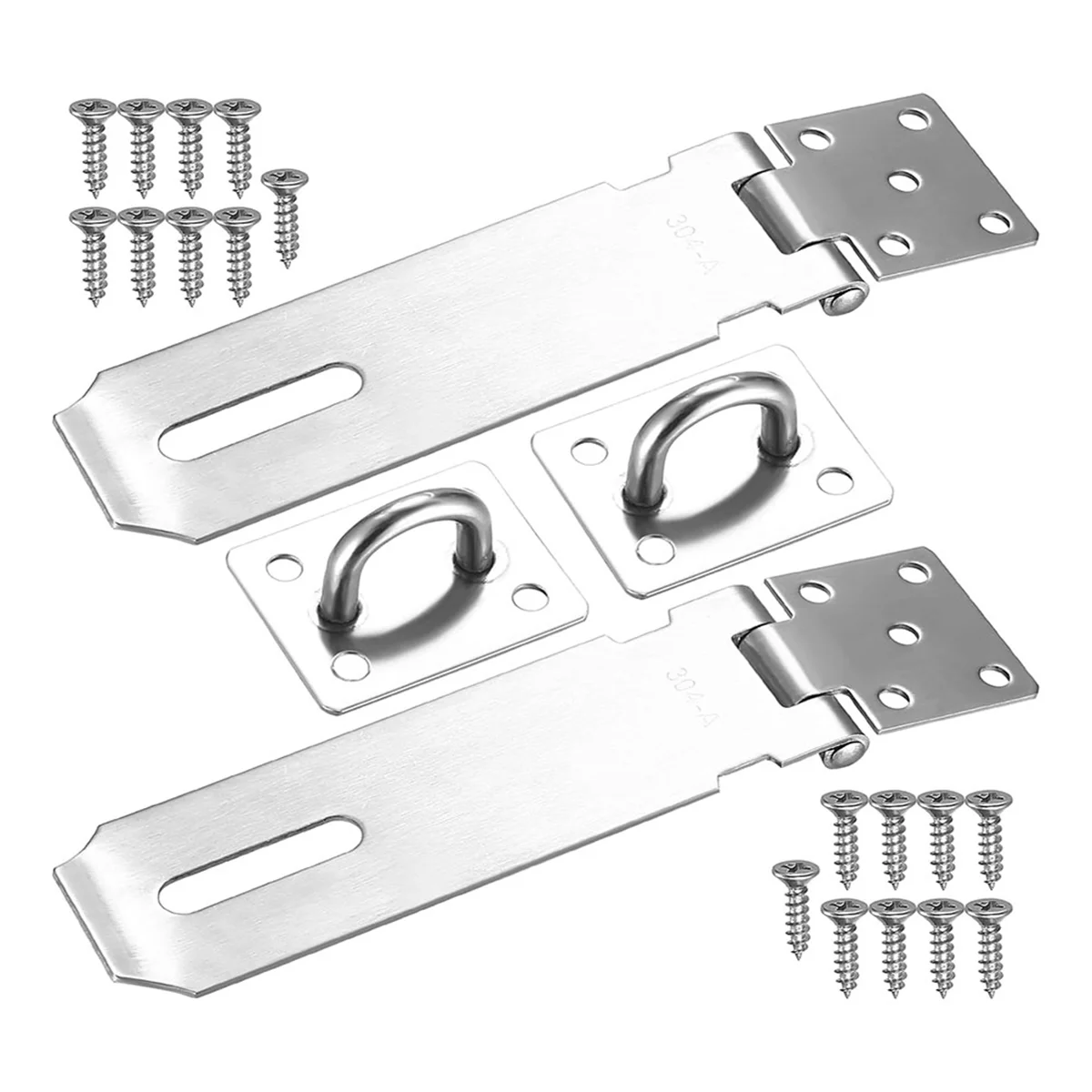 Hasp Locks, Set of 2, 5 Inch Padlock Catch, Door Lock Padlock Catch, Padlock with 18 Screws