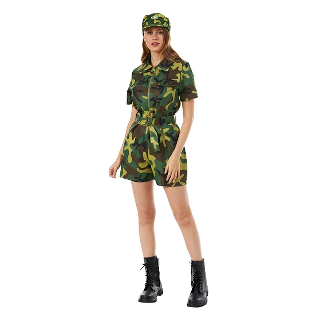 Disfraz de soldado militar de Halloween para mujer, monos de camuflaje CS,  Cosplay, Carnaval, Purim, juego de rol, vestido de fiesta - AliExpress