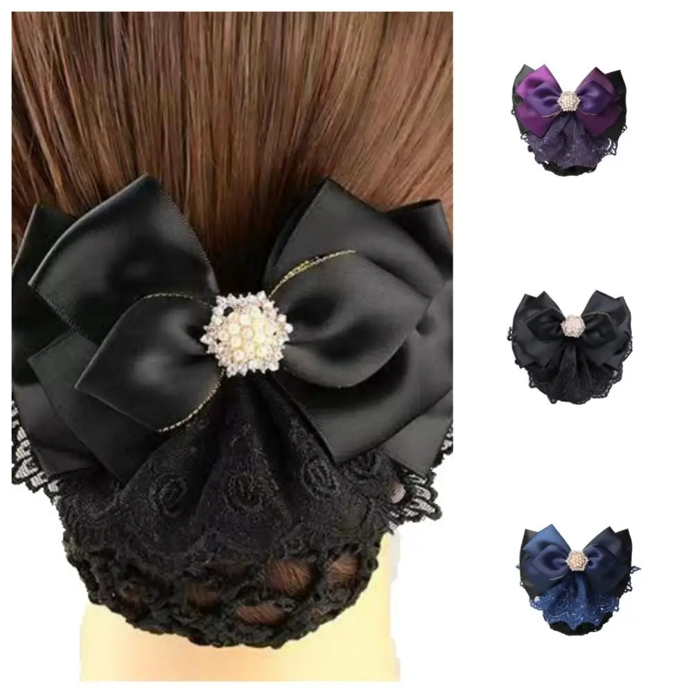 

Pearl Bowknot Spring Clip Vintage Ribbon Korean Style Nurse Hair Clip Headwear Hair Accessories Bun Snood Bank