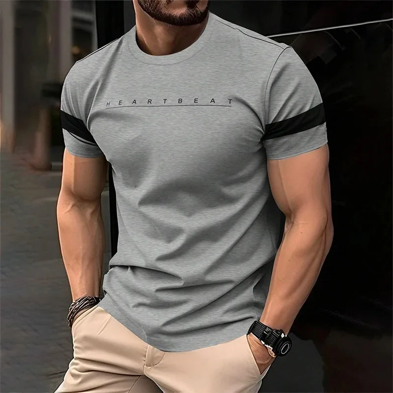 T-shirt grafiche a righe con lettere semplici e alla moda per uomo, streetwear estivo, T-shirt stampate in 3D, streetwear, T-shirt hip-hop