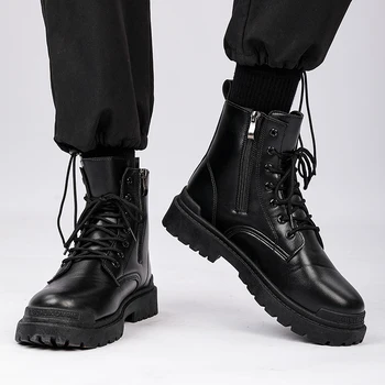 Stivali in pelle da uomo Quattro stagioni Stivali da trekking casual all'aperto Stivali da lavoro moda retrò Stivaletti con fondo spesso antiscivolo 2024 1