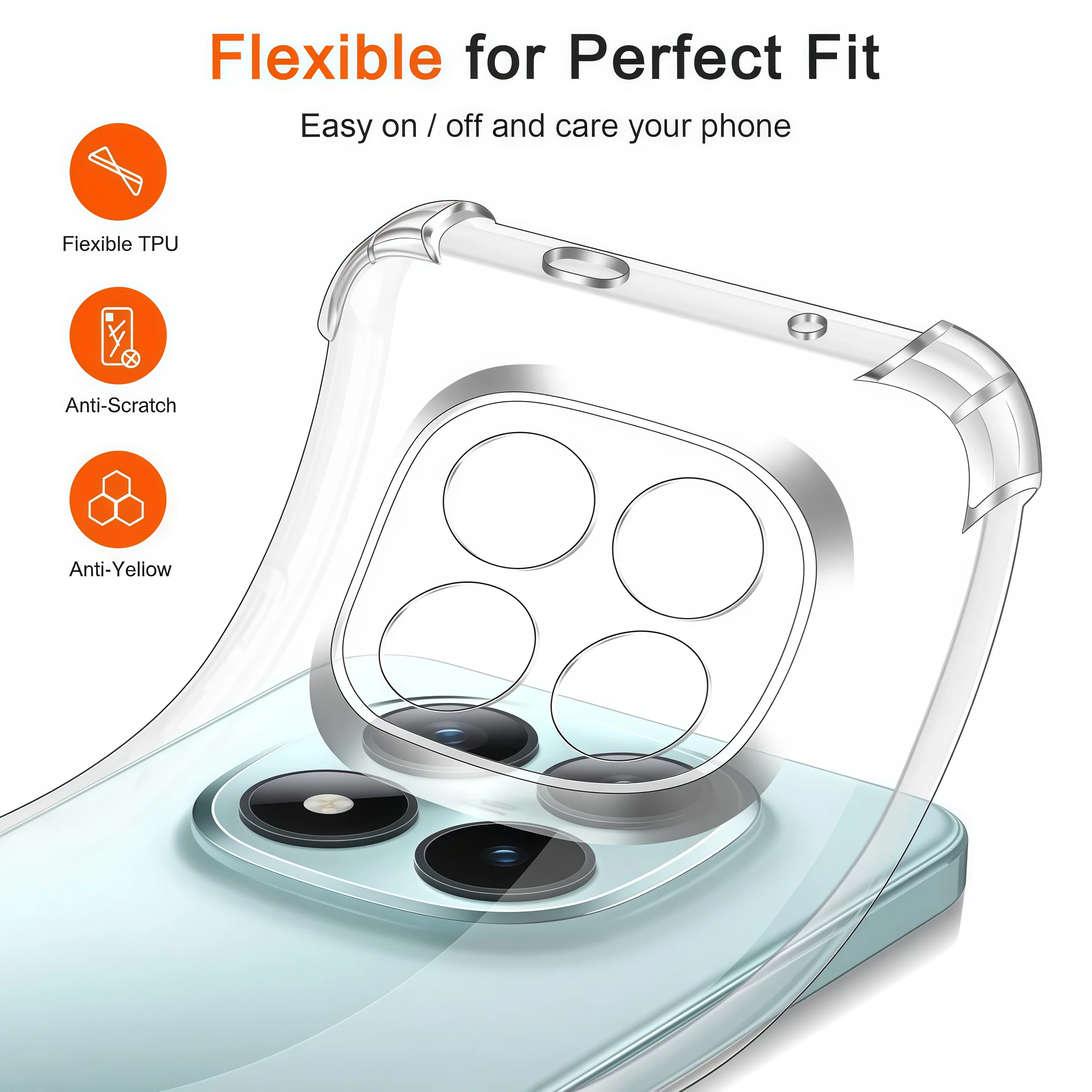 Shockproof Transparent TPU Protective Phone Case with Reinforced Corners