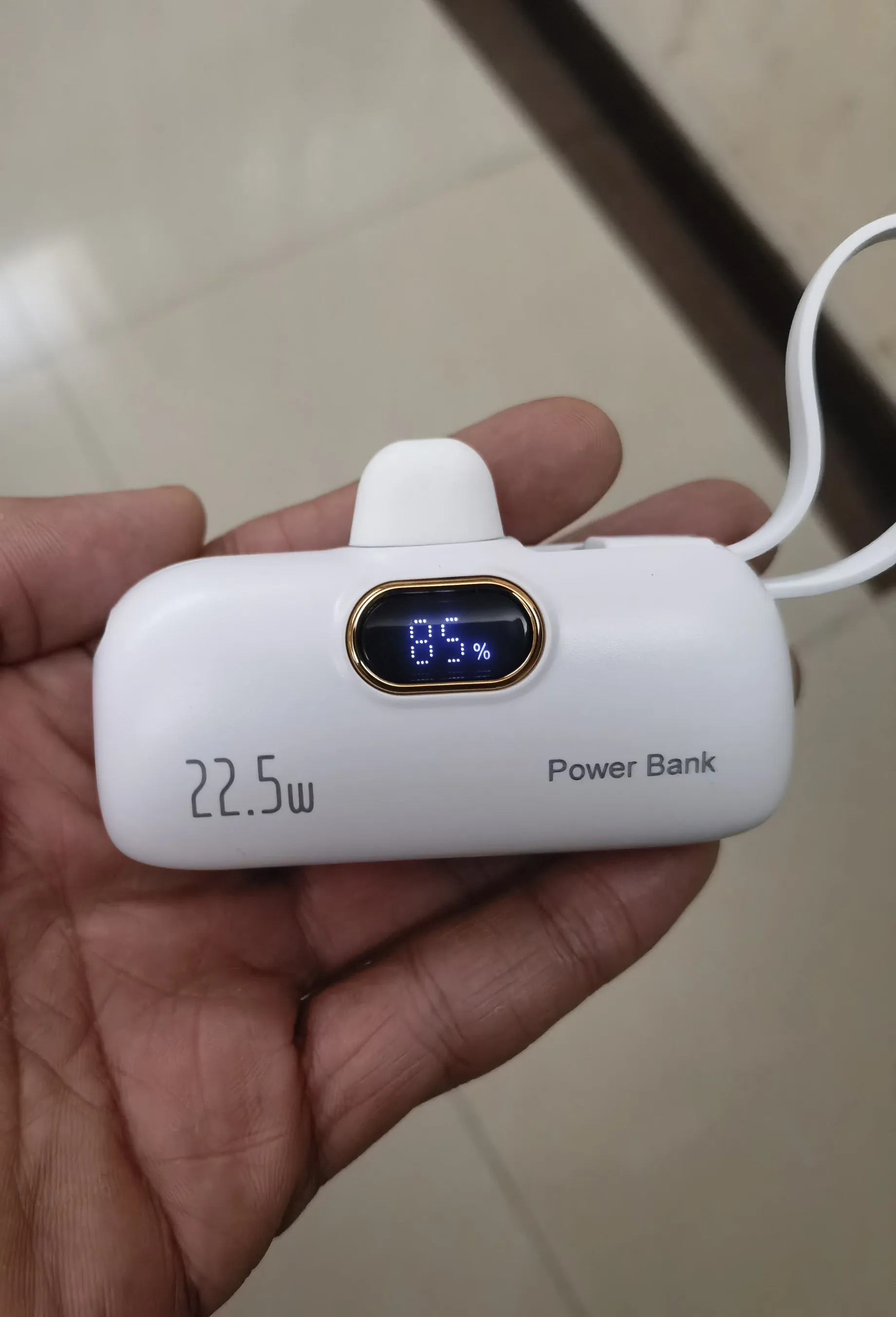 3000mAh Mini Capsule Power Bank with Lightning & Type C Plugs